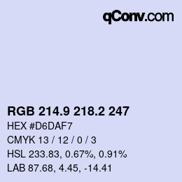 カラーコード: RGB 214.9 218.2 247 | qconv.com
