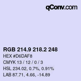 Color code: RGB 214.9 218.2 248 | qconv.com