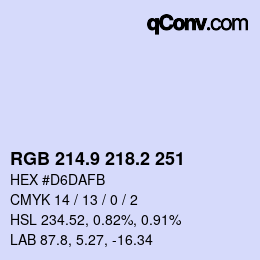 カラーコード: RGB 214.9 218.2 251 | qconv.com