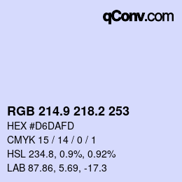 Color code: RGB 214.9 218.2 253 | qconv.com