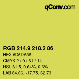 カラーコード: RGB 214.9 218.2 86 | qconv.com