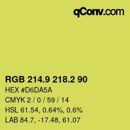 カラーコード: RGB 214.9 218.2 90 | qconv.com
