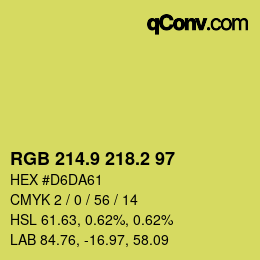 カラーコード: RGB 214.9 218.2 97 | qconv.com