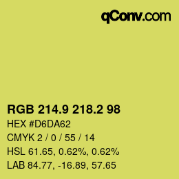 カラーコード: RGB 214.9 218.2 98 | qconv.com