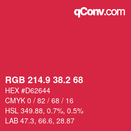 カラーコード: RGB 214.9 38.2 68 | qconv.com