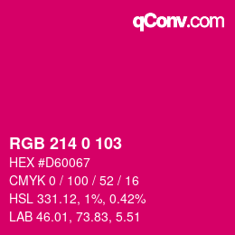 カラーコード: RGB 214 0 103 | qconv.com