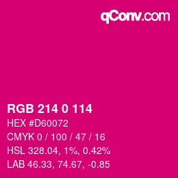 Color code: RGB 214 0 114 | qconv.com