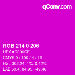 カラーコード: RGB 214 0 206 | qconv.com