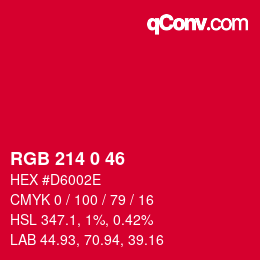 颜色代码: RGB 214 0 46 | qconv.com