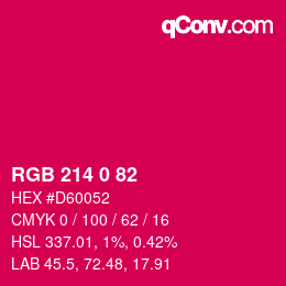 Color code: RGB 214 0 82 | qconv.com