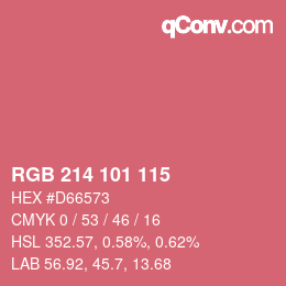 Color code: RGB 214 101 115 | qconv.com