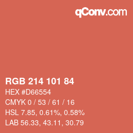 Farbcode: RGB 214 101 84 | qconv.com