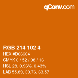 Color code: RGB 214 102 4 | qconv.com