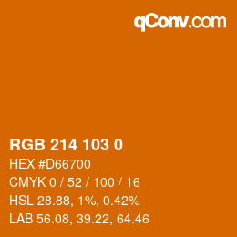 Color code: RGB 214 103 0 | qconv.com