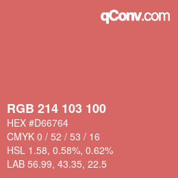 Color code: RGB 214 103 100 | qconv.com