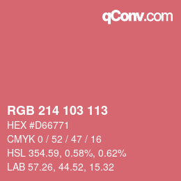 Color code: RGB 214 103 113 | qconv.com