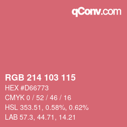 カラーコード: RGB 214 103 115 | qconv.com