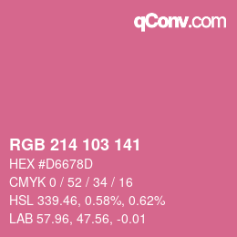 Color code: RGB 214 103 141 | qconv.com