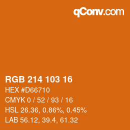 颜色代码: RGB 214 103 16 | qconv.com