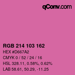 カラーコード: RGB 214 103 162 | qconv.com