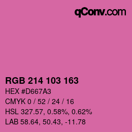 カラーコード: RGB 214 103 163 | qconv.com