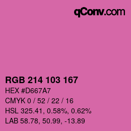 Color code: RGB 214 103 167 | qconv.com