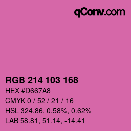 カラーコード: RGB 214 103 168 | qconv.com