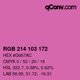 カラーコード: RGB 214 103 172 | qconv.com