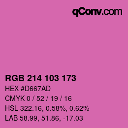 カラーコード: RGB 214 103 173 | qconv.com