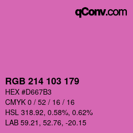 カラーコード: RGB 214 103 179 | qconv.com