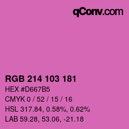 Color code: RGB 214 103 181 | qconv.com