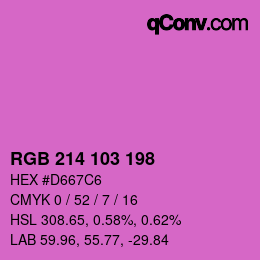 Color code: RGB 214 103 198 | qconv.com