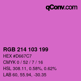Color code: RGB 214 103 199 | qconv.com