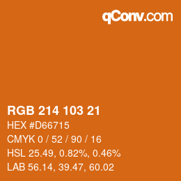 颜色代码: RGB 214 103 21 | qconv.com