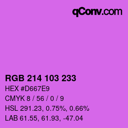 Color code: RGB 214 103 233 | qconv.com