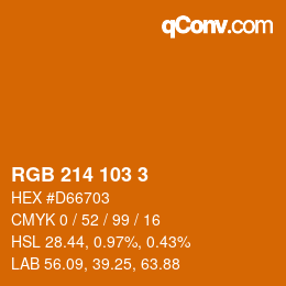 Color code: RGB 214 103 3 | qconv.com