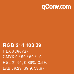 Color code: RGB 214 103 39 | qconv.com