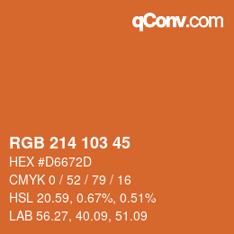 Color code: RGB 214 103 45 | qconv.com