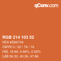 Color code: RGB 214 103 52 | qconv.com