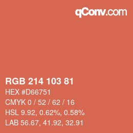 Color code: RGB 214 103 81 | qconv.com