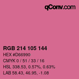 カラーコード: RGB 214 105 144 | qconv.com