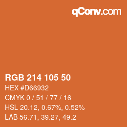 Color code: RGB 214 105 50 | qconv.com