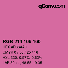 Color code: RGB 214 106 160 | qconv.com