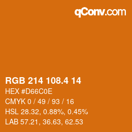 カラーコード: RGB 214 108.4 14 | qconv.com