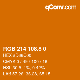 カラーコード: RGB 214 108.8 0 | qconv.com