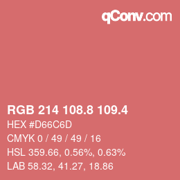 カラーコード: RGB 214 108.8 109.4 | qconv.com