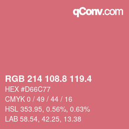 カラーコード: RGB 214 108.8 119.4 | qconv.com