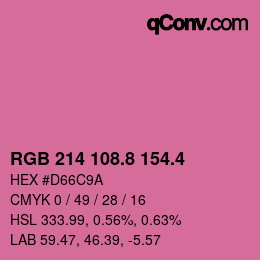 カラーコード: RGB 214 108.8 154.4 | qconv.com