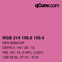 カラーコード: RGB 214 108.8 159.4 | qconv.com