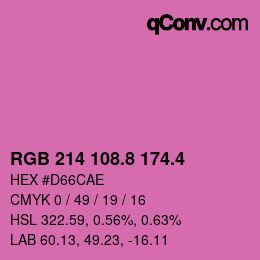 カラーコード: RGB 214 108.8 174.4 | qconv.com